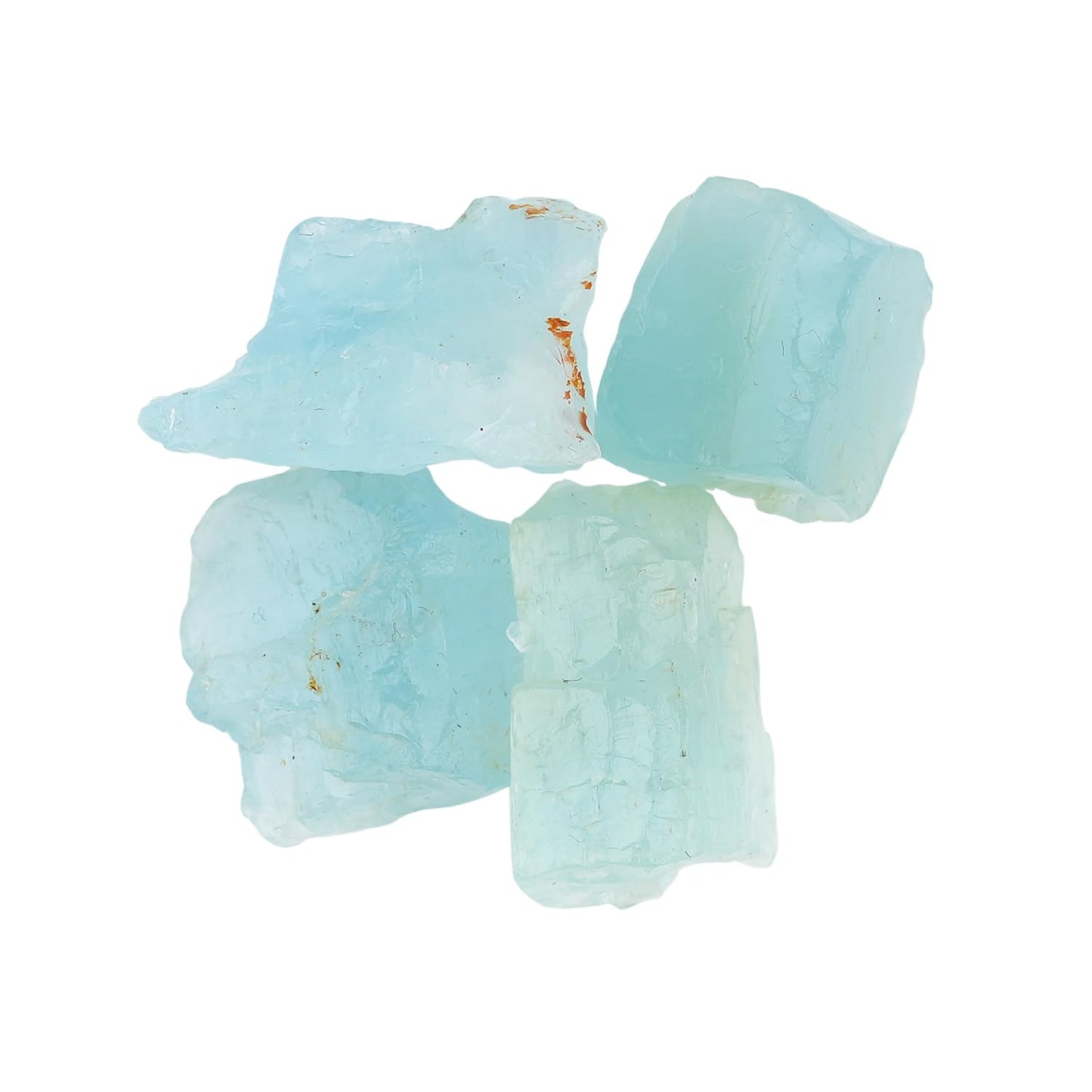 ColouredRocks (4 pcs. A++ AQUAMARINE Crystals, Raw Stones, Rough Gemstones, Jewelry Making Supply, Cabbing, Polishing, Cutting, DIY, Crafts (12-16 mm.)