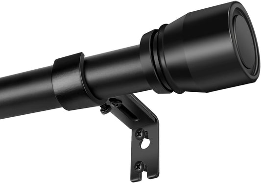Skiennix Matte Black Curtain Rod - Adjustable 30-90 Inch Heavy Duty Telescopic Design | 2 Pack