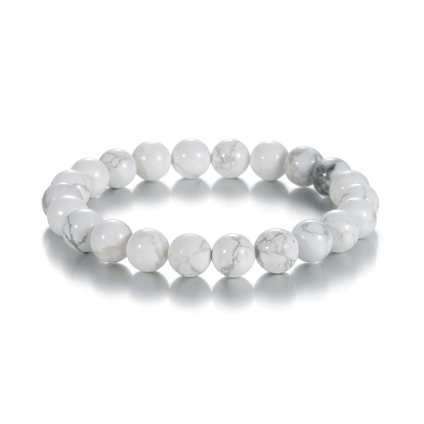 Udolfly Womens Crystal Beaded Bracelets for Women Men Protective Energy Bracelet Natural Gemstone Bead Bracelet 8mm Howlite