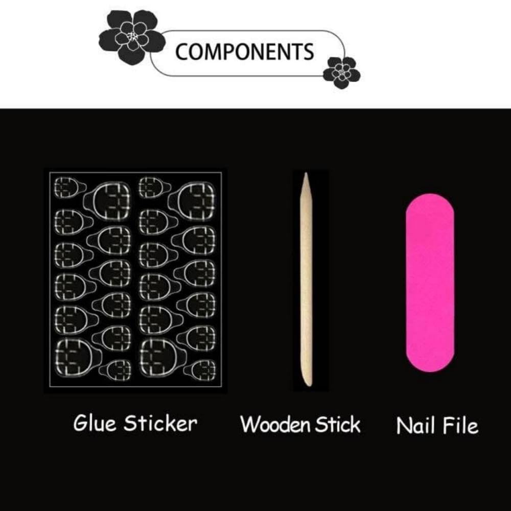 48Pcs Medium Square Press on Nails Short Square Press on Toenails Red French Tips Stick on Nails with Heart Design Chrome Glossy Full Cover Fake Nails Cute Summer False Toenails Kit for Women Manicure