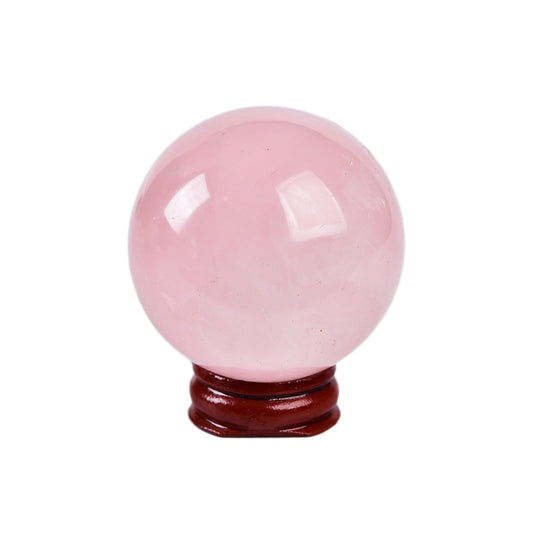 JIC Gem Natural Pink Rose Quartz Ball Sphere with Base,Class 1，5-6cm