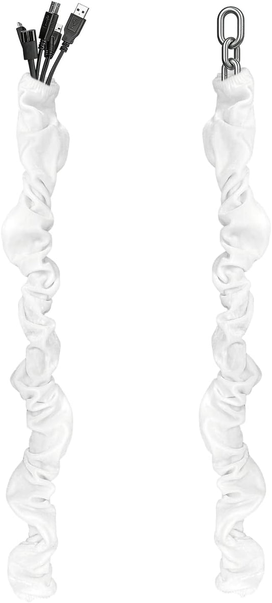 Antique House 2 Pack 70.8inches,Brushed Chandelier Chain Cover Touch Fasteners White Polyester Fabric Chain Sleeve
