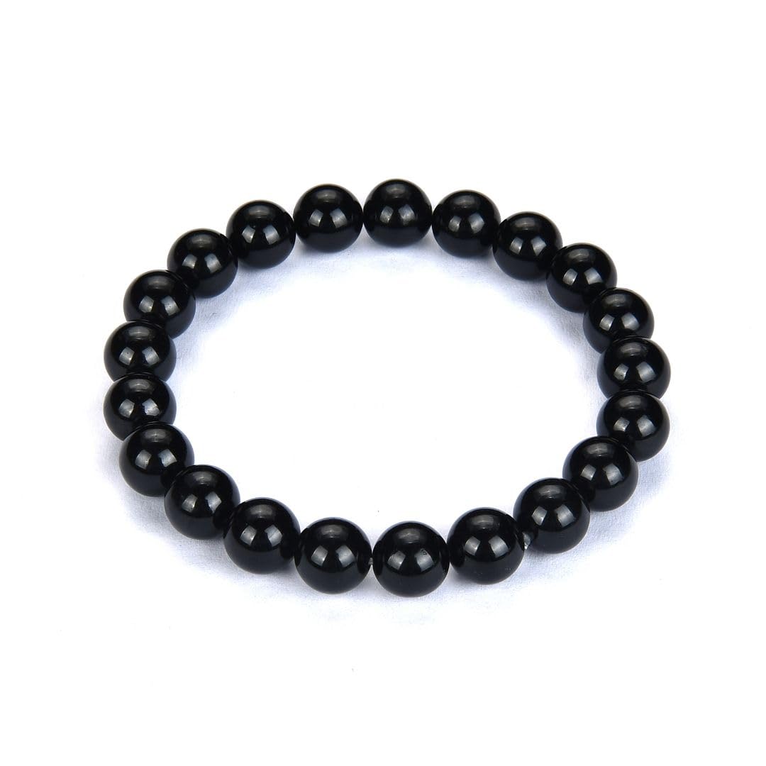 Adabele Real Natural Grade A Black Tourmaline Gemstone Beaded Bracelet 7.5 inch Stretch Chakra Healing Crystal Stone Jewelry Women Mom Gift GB8-B1