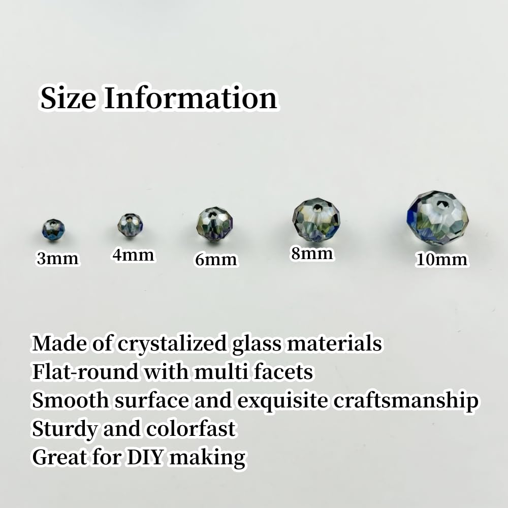 YUEXIGO 500pcs 4mm Crystal Glass Beads for Jewelry Making, Faceted Rondelle Glass Spacer Beads for Wind Chimes Bracelet Earring Necklace DIY Craft(Transparent Blue)