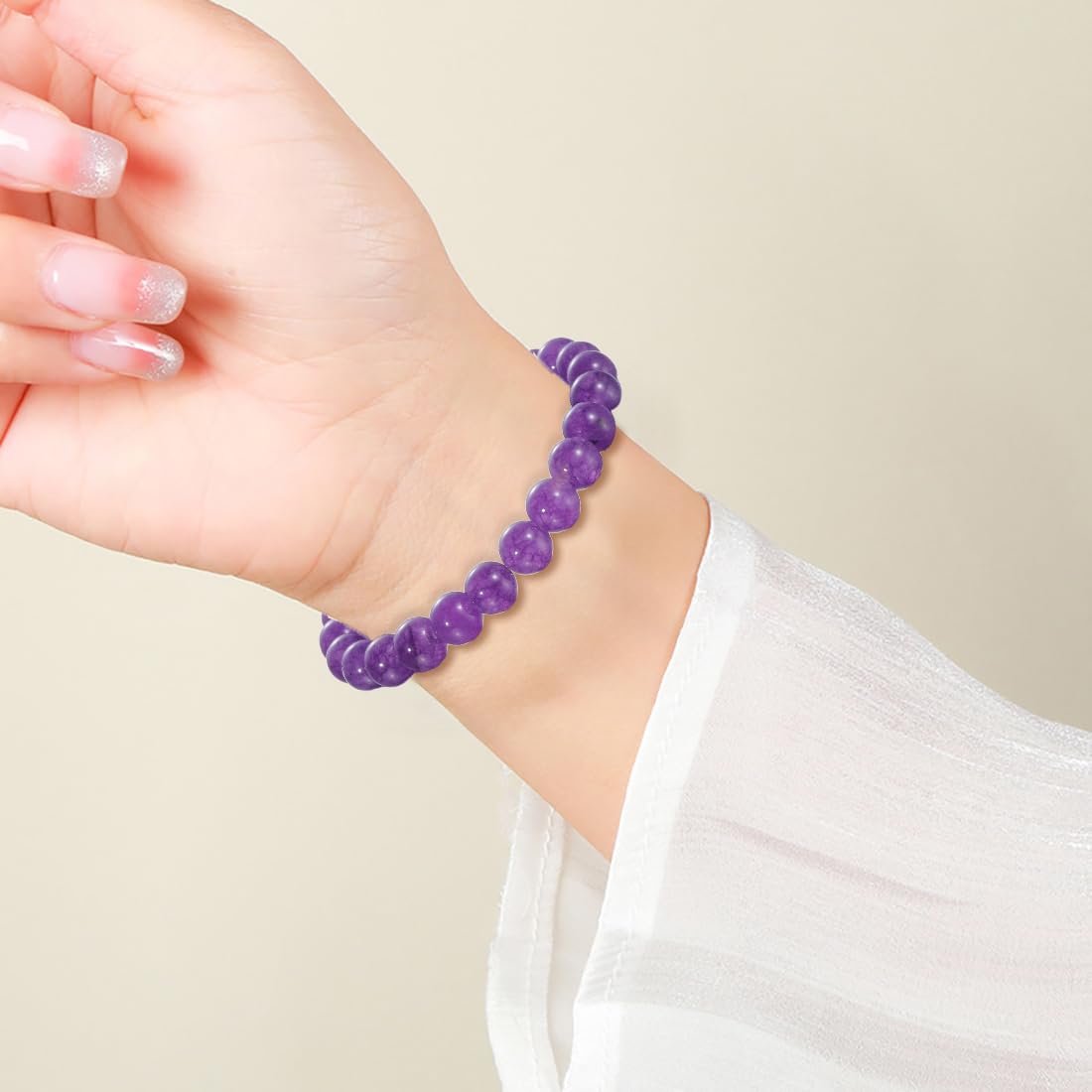 Udolfly Womens Crystal Beaded Bracelets for Women Men Protective Energy Bracelet Natural Gemstone Bead Bracelet 4mm Amethyst