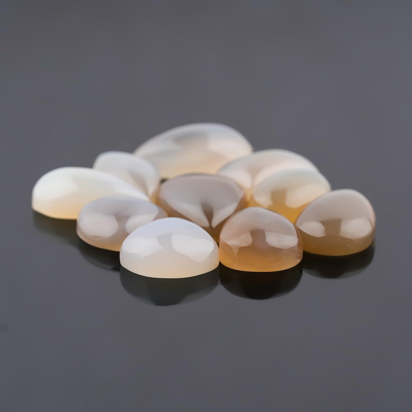 ColouredRocks (10pcs. GREY MOONSTONE, Mix Shape, Natural Cabochon Crystals, Loose Gemstone, Wholesale Polished Supply, Jewelry Making, DIY Craft, Gem Collection (16-22mm free size)