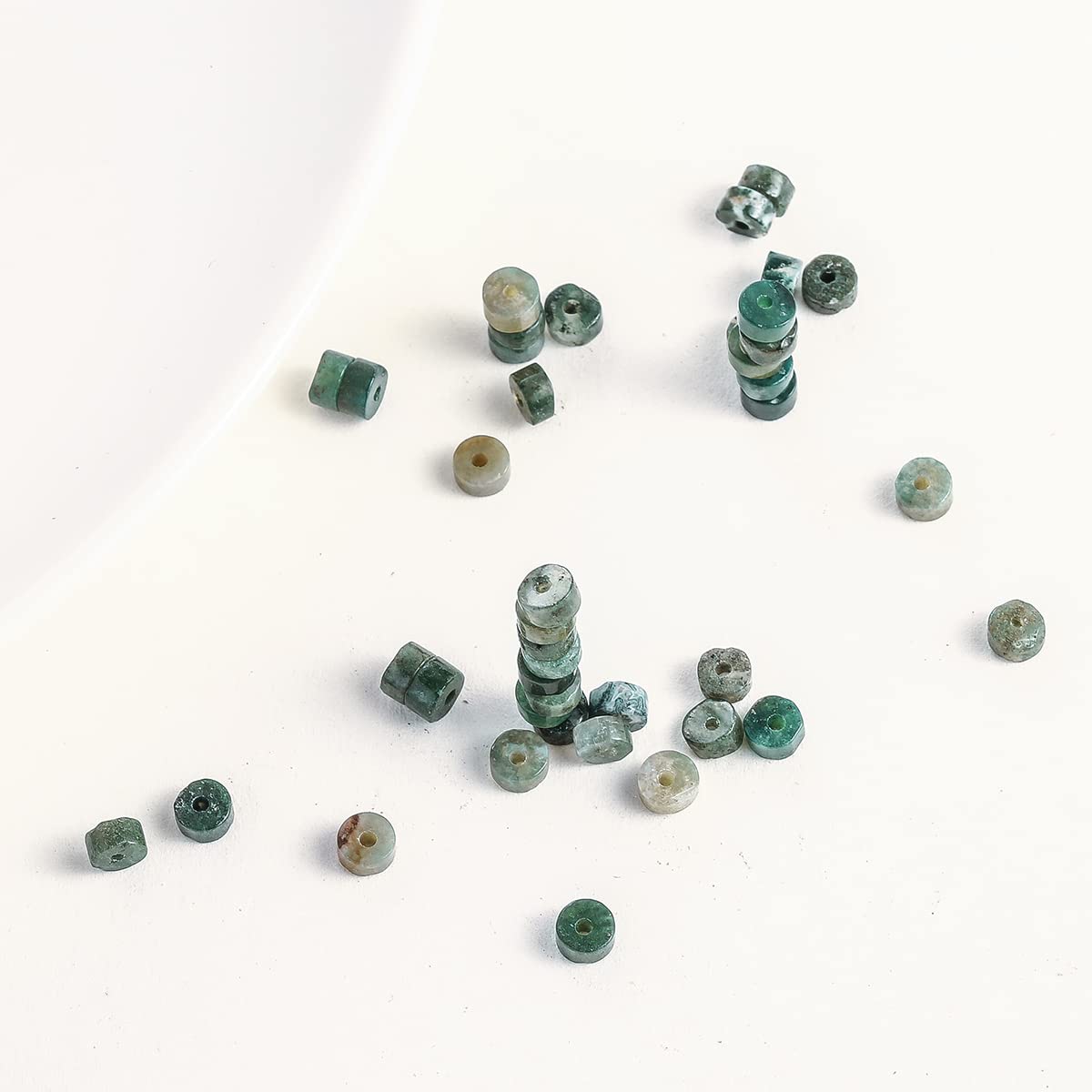 Natural Moss Agate Stone Spacer Beads 4x2mm 38cm/str Flat Round Loose Semi Gemstone Caps for Making Bracelets Necklace