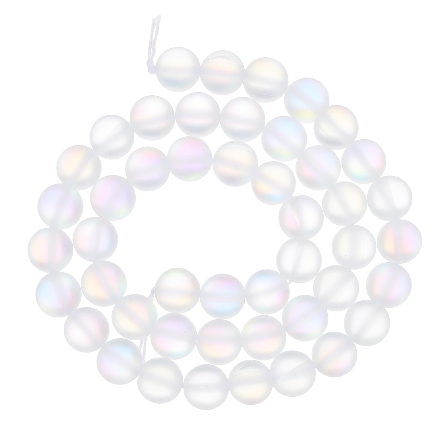 uxcell Matte Crystal Glass Beads 8mm Synthetic Frosted Shining Semi-Precious Round Loose Beads Synthetic Moonstone for Jewelry Making DIY Bracelet, White