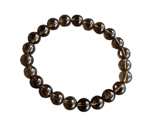 GAF TREASURES Smoky Quartz Crystal Bead Bracelet 8mm, Genuine Smoky Quartz Stretch Gemstone Bracelet, Healing Crystal Bracelet, Gift for Men & Women (10)