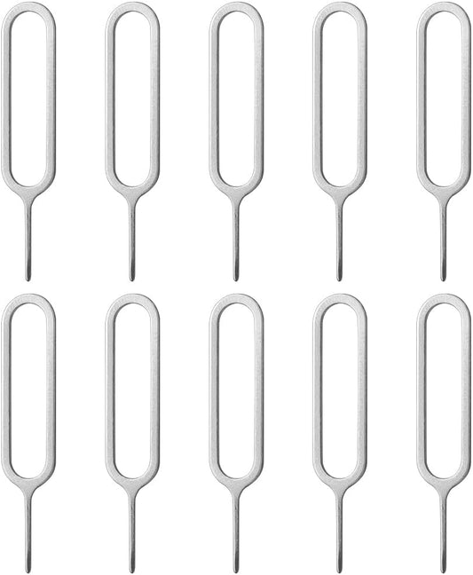 10-Pack Sim Card Tray Pin for iPhone and Android Phones - Steel