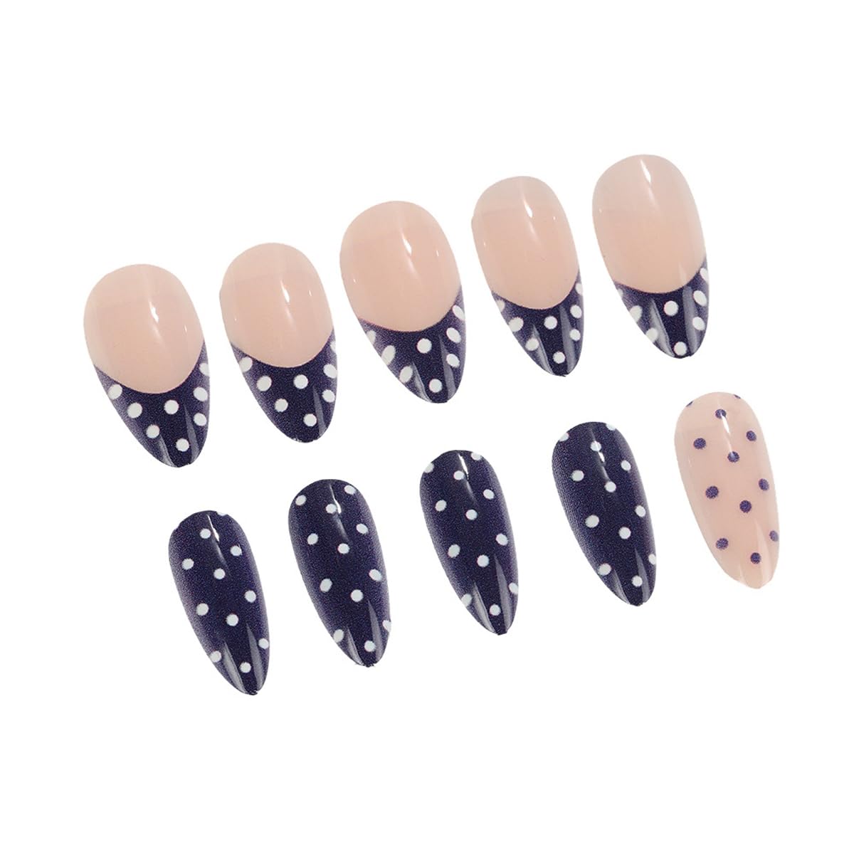 Medium Almond Press on Nails 5D Flower Nails Press on with Gold Line & White Marble Design Rhinestones Fake Nails Reusable Glossy Glue on Nail Full Cover Stick on Nails for Women Manicure 24Pcs