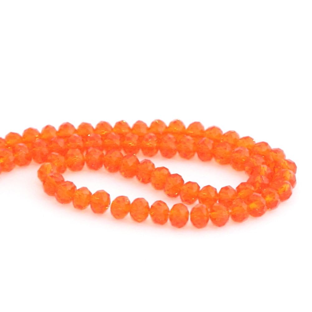 200pcs Czech Faceted Rondelle Crystal Glass Loose Beads 6mm Spacer Bulk Sun (Orange) for DIY Craft Jewelry Making CCR612