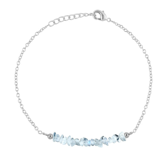 Gemimpression Handmade Moonstone Chips Bracelet – Natural Energy Healing Crystals – Adjustable Silver Plated 8 Inch Chain – Gift for Her – Mother’s Day Gift