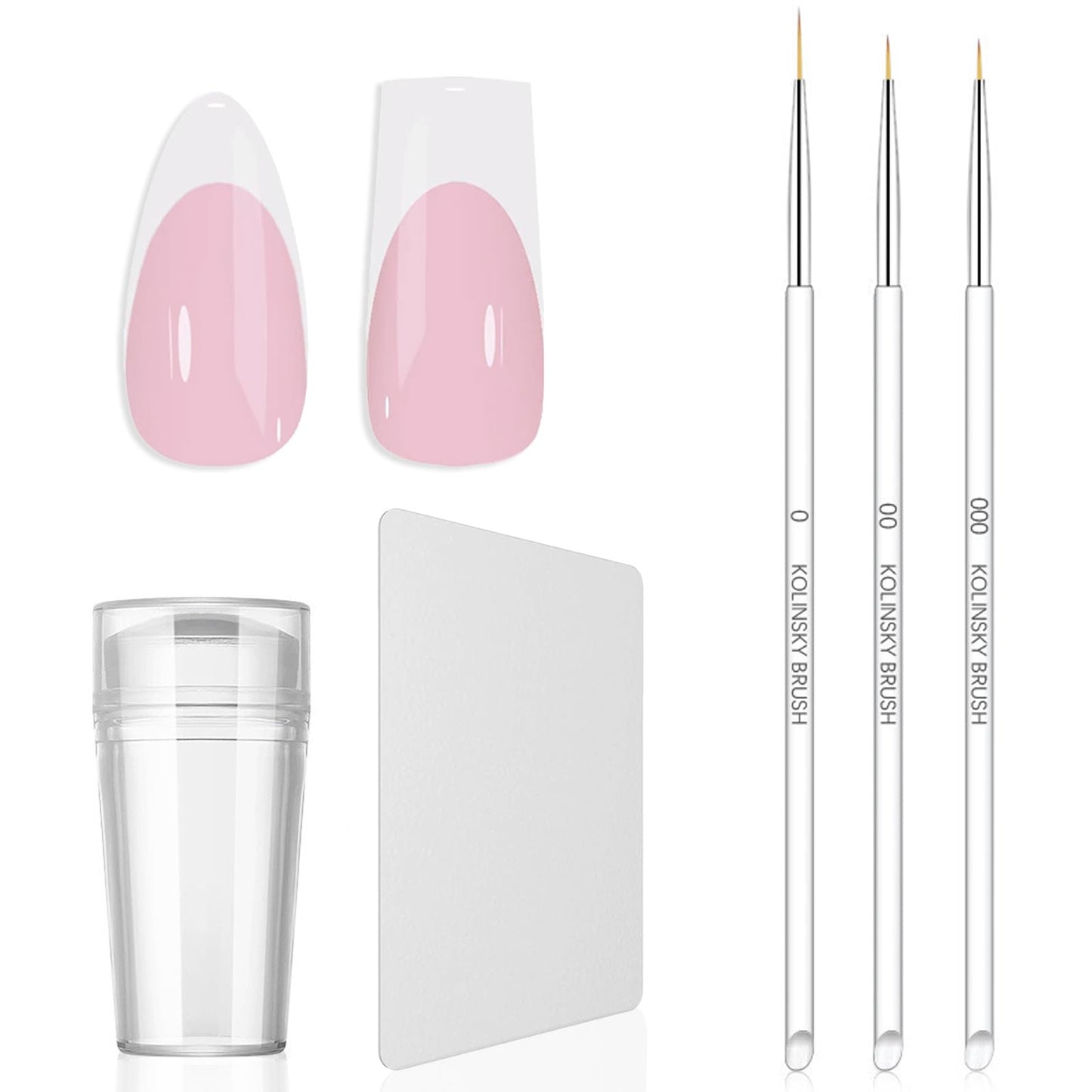 HYWWPFLAY Jelly Nail Stamper & Liner Nail Art Brushes - French Tip Nail Design Tools, Silicone Nail Art Stamping Stamper with Scraper, French Tip Stamp Liner Brush for Manicure Home DIY Salon