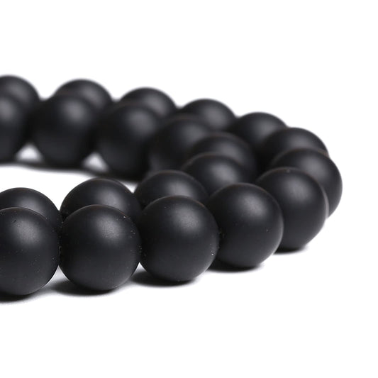10MM 38PCS Natural Stone Matte Black Agate Loose Beads for Jewelry Making DIY Bracelet Necklace