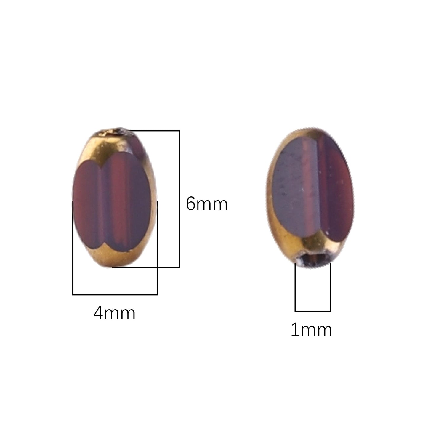 DADIFEN Glass Rice Beads Purple 4x6mm 50pcs Faceted Oval Golden Edge Crystal Loose Beads for DIY Craft Jewelry Making