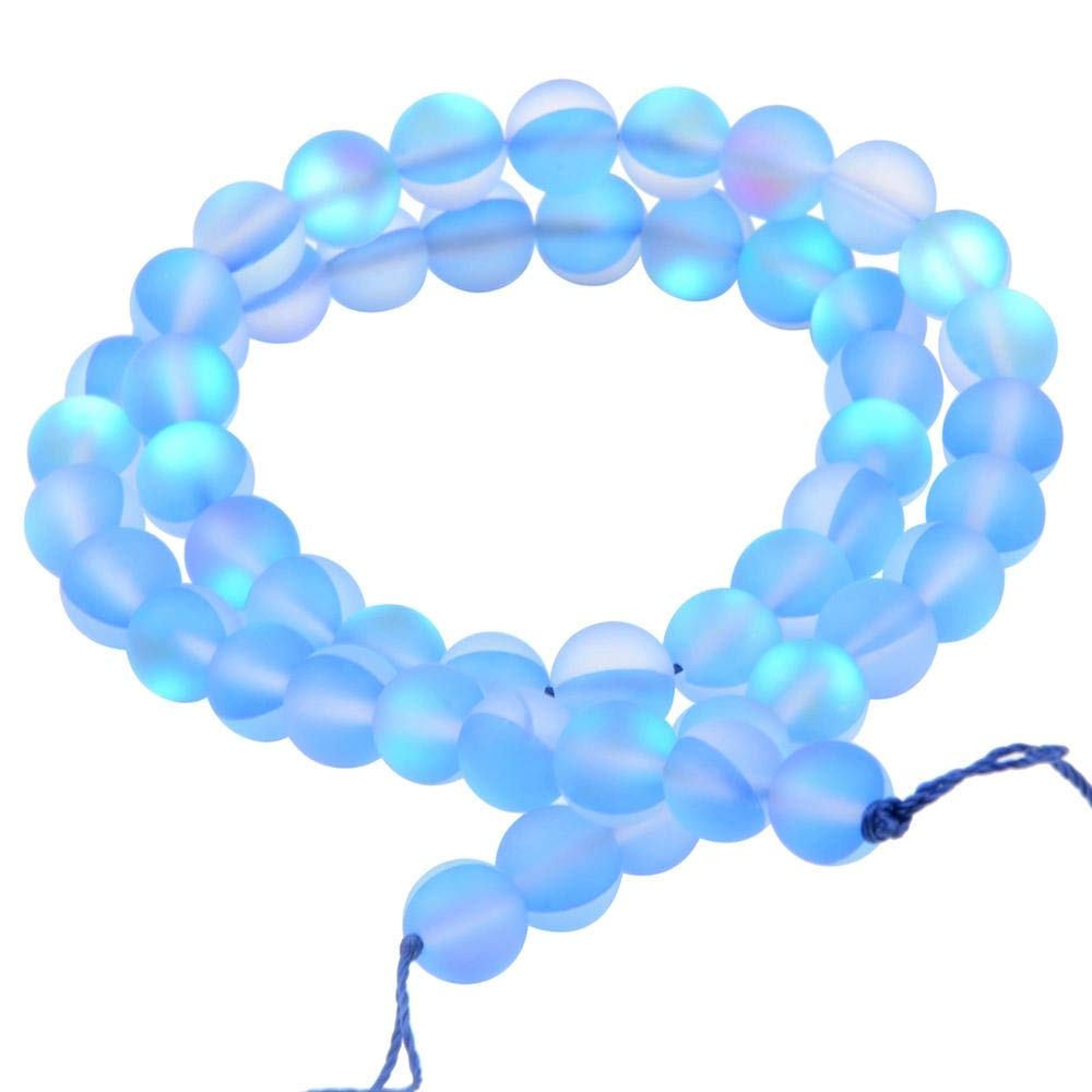 Matte Aurora Crystal Glass Beads Gemstone 8MM Dark Blue Frosted Glitter Shining Mermaid Round Loose Beads Frosted Moonstone for Jewelry Making