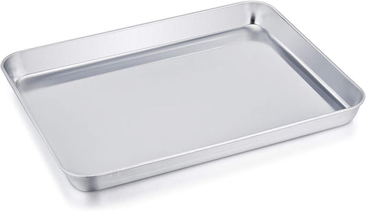 TeamFar Stainless Steel Toaster Oven Pan - Heavy Duty, Deep Edge, Dishwasher Safe | 8''x10.5''x1''