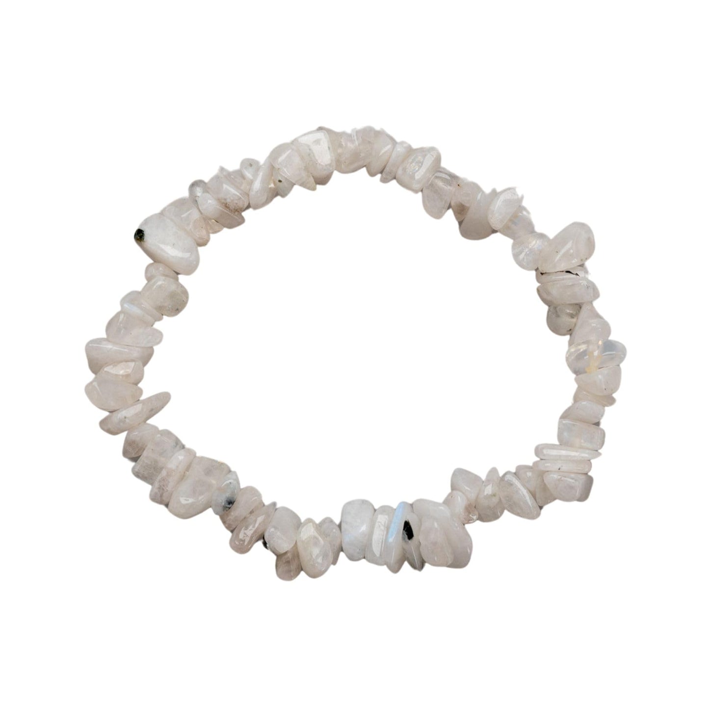 Down To Earth Moonstone Natural Gemstone Bracelets, Chakra Crystal Healing Chip Stretch Bracelets, Gemstone Polished Irregular Crystals, Crystal Irregular Chips Beads Stretch Bracelets (Moonstone)
