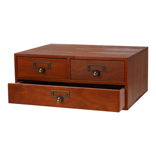 Wooden Storage Box Countertop Drawers Vintage Wooden Drawers Apothecary Cabinet Wood Desktop Organizer Box Library Card Catalog Cabinet（BROWN03）