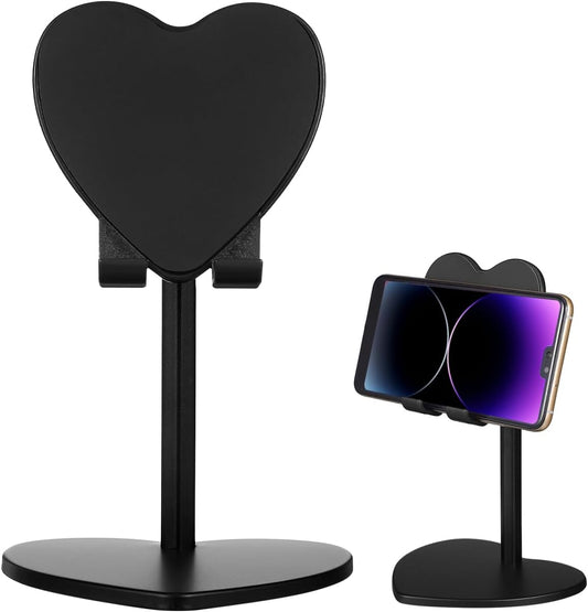 BESTOYARD 7.08 3.93 Inches Heart Shaped Desktop Tablet Stand, Valentine's Day Adjustable Metal Phone Holder for Desk