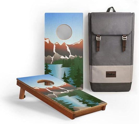 Elakai National Parks Series Premium Travel Cornhole Boards with Carry Case Backpack 1x2