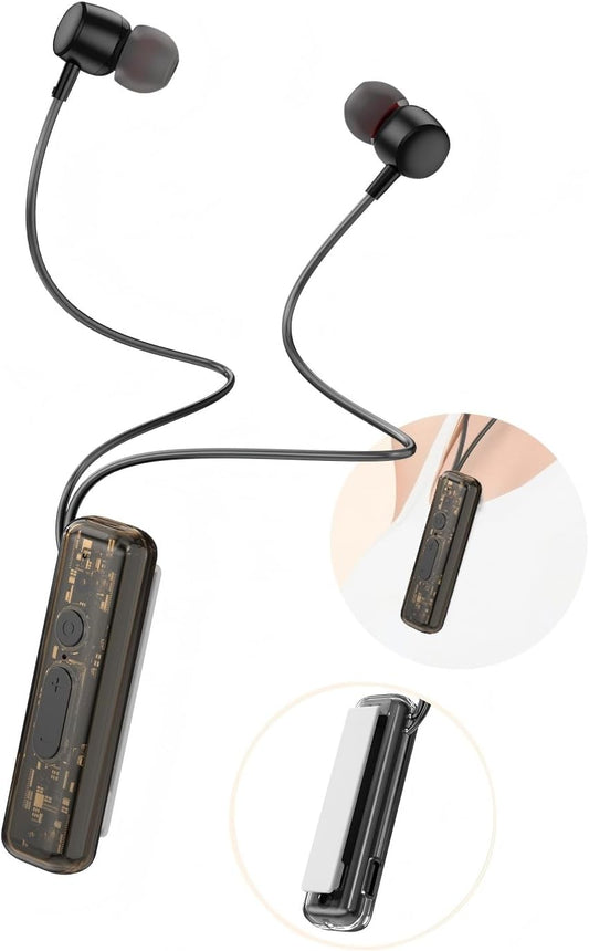 ZXQ Magnetic Lapel-Clip Neckband Bluetooth Headphones with Microphone,in-Ear Wireless Earbuds Earphone