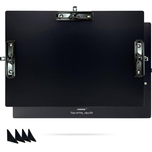 Aluminum 11x17 Clipboard A3 Metal Stainless Hangable Clipboards with 3 Clips Art Pen Holder Extra Large Clip Board for Business Medical Professionals Workshop (Black, A3)