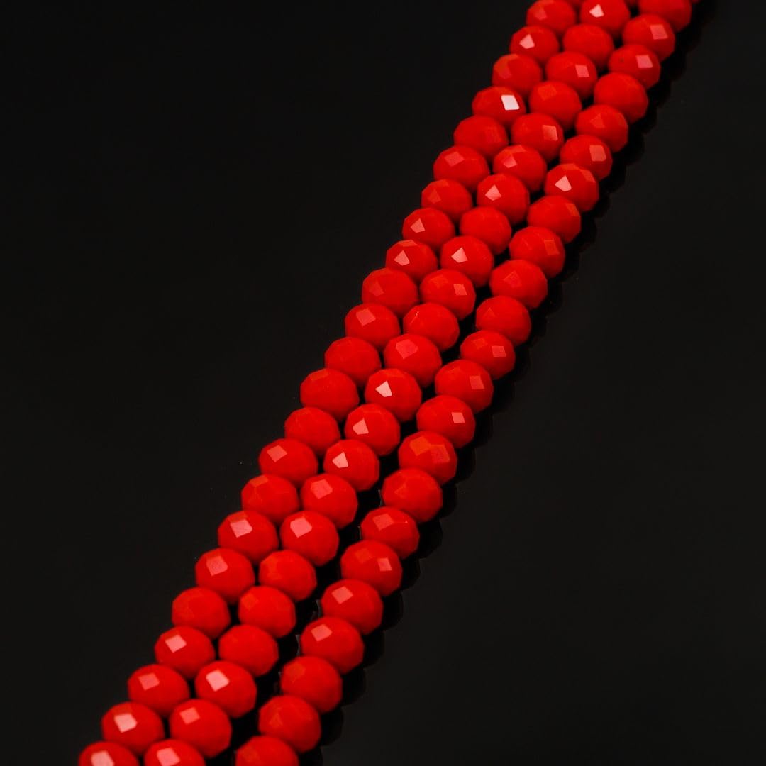 1000pcs Czech Faceted Rondelle Crystal Glass Loose Beads 6mm Spacer Bulk Coral red for DIY Craft Jewelry Making CCR635