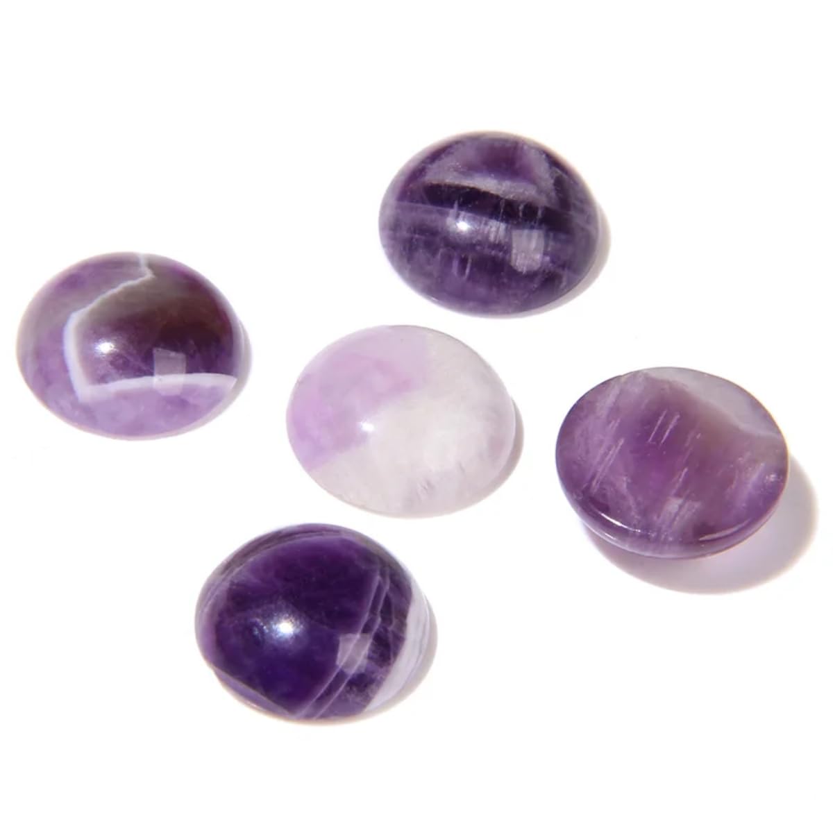2TTFishoo 20pcs 10mm Natural Stone No Hole Amethyst Semicircle Smooth Cabochons Beads Healing Chakra Crystal Stone Bead for Jewelry Making Rings Earrings Necklace Bracelet DIY Crafts