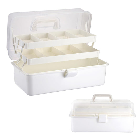 Tackle Box, 16-Inch Extra Large Art Storage Box with 3-Layer Folding Trays, Multipurpose Craft Organizers and Storage w/ Adjustable Dividers, Portable Tool Box for Sewing Supplies,Medicine &Cosmetics