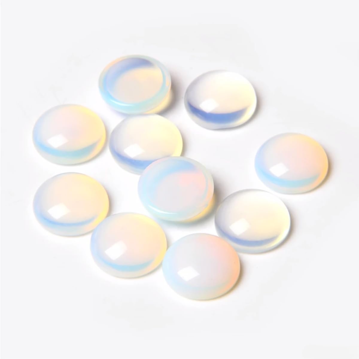 20pcs 8mm Natural Stone No Hole Opal Semicircle Smooth Cabochons Beads Healing Chakra Crystal Stone Bead for Jewelry Making Rings Earrings Necklace Bracelet DIY Crafts