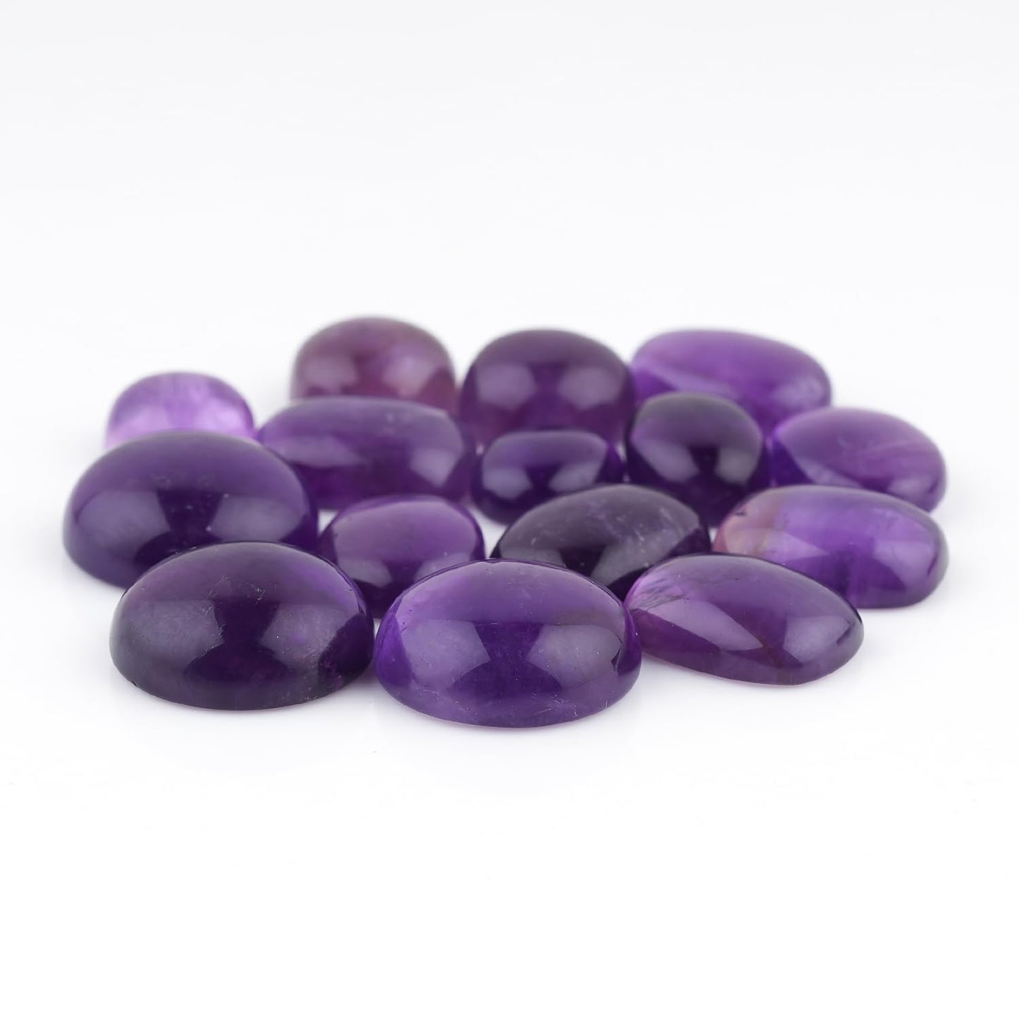 GemSymphony Natural Amethyst Gemstone Cabochon Pack of 3 Mixed Shapes – Polished Crystal Stones for Jewelry Making Supply, Healing, Reiki & DIY Crafts, Natural Gem Cab Set for Wire Wrapping (10-20 mm)