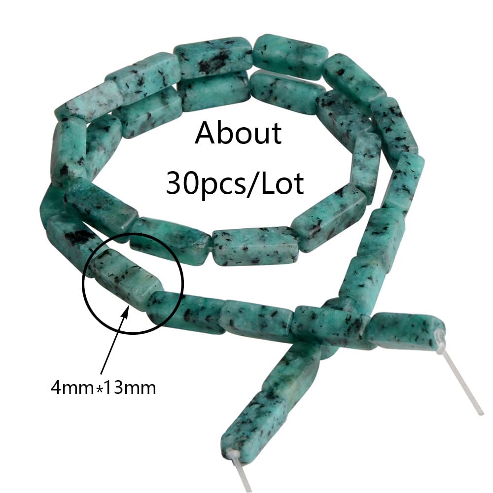 4x13mm Natural Stone Tiger Eyes Rectangular Column Tube Cylinder Spacer Loose Beads Gemstone for DIY Bracelets Necklace Jewelry Making Strand 15 Inch (28-30pcs)
