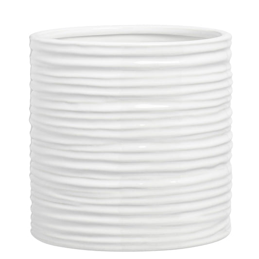 Torre & Tagus Ripple 6" Plant Pot For Houseplants & Ceramic Planter for 5 inch Nursery Pots - Handmade Round Vase & White Vase for Flowers, White Ceramic Vases for Home Decor Decorative Pot for Plants