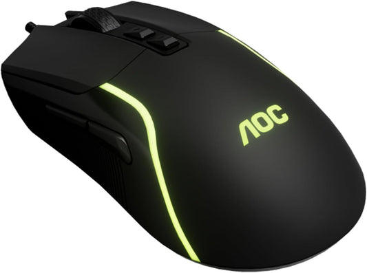 AOC 7200DPI 7 Programmable GM170 Wired Gaming Mouse, RGB Ergonomic Computer Mouse with Optical Sensor Game Corded