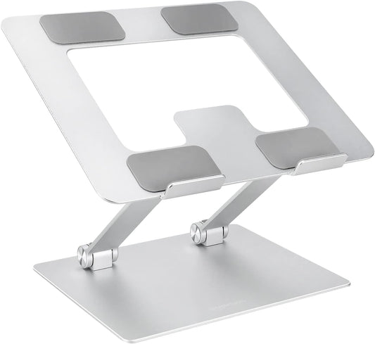 Amazon Basics 15.6 Inch, Sturdy and Portable Ergonomic Laptop Stand for Desk, Height Adjustable Riser with Ventilated