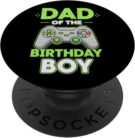 Birthday Gamer Crew Dad of The Birthday Boy Video Gamer Controller PopSockets Adhesive PopGrip