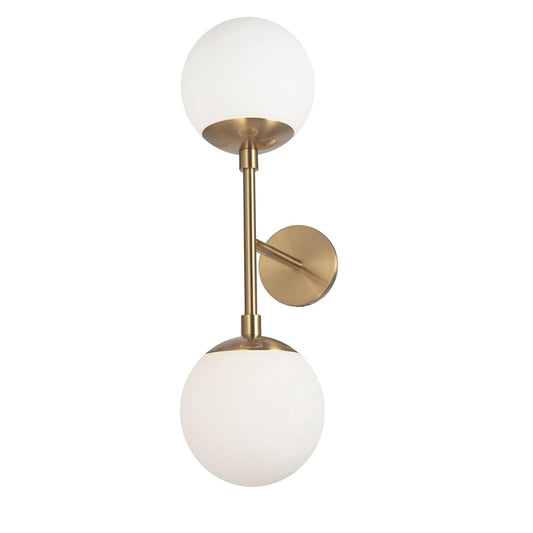 Dainolite 2 Light Wall Sconce Aged Brass Metal with White Glass, Model DAY-232W-AGB