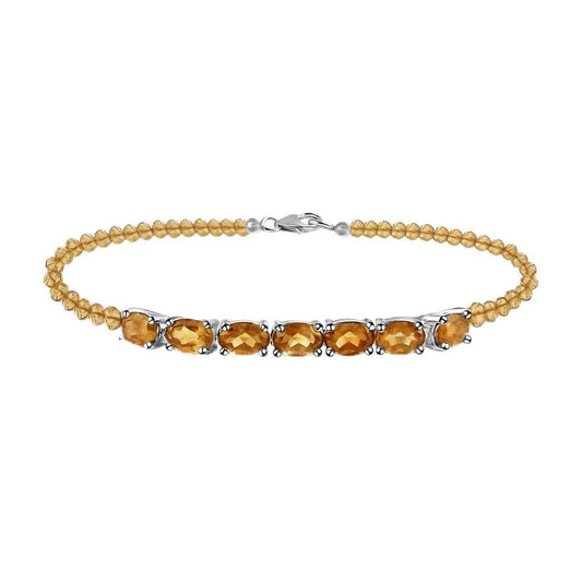 SHOP LC DELIVERING JOY Citrine Bracelet for Women in Sterling Silver - Yellow Bracelet Charm Birthstone Bead Jewelry Anniversary Birthday Christmas Gifts Size - 7.25 Inches