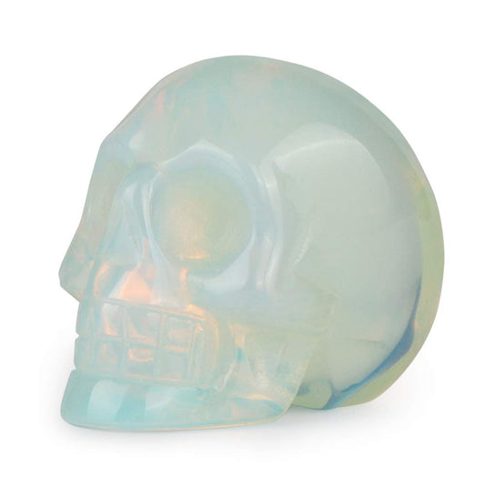 Artistone 2.0" Opalite Crystal Skull Head Decor Statue Crystals and Healing Stones,Carved Skull Halloween Decor Figurine Collectible Reiki Sculpture for Kitchen,Home,Art Room