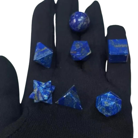 Quality Lapis Lazuli Platonic Solids Set with Premium Gift Box Pieces - 7