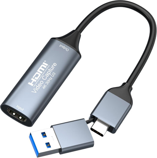 AMZHRLY 4K 3.0 1080P 60FPS HDMI to USB Type C Video Capture Card Cam Link Capture Adapter Screen Record Device