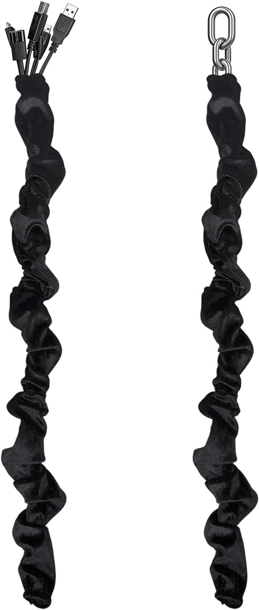 Antique House 2 Pack 3.28 Chandelier Chain Cover Touch Fasteners Black Feet Brushed Polyester Fabric Chain Sleeve