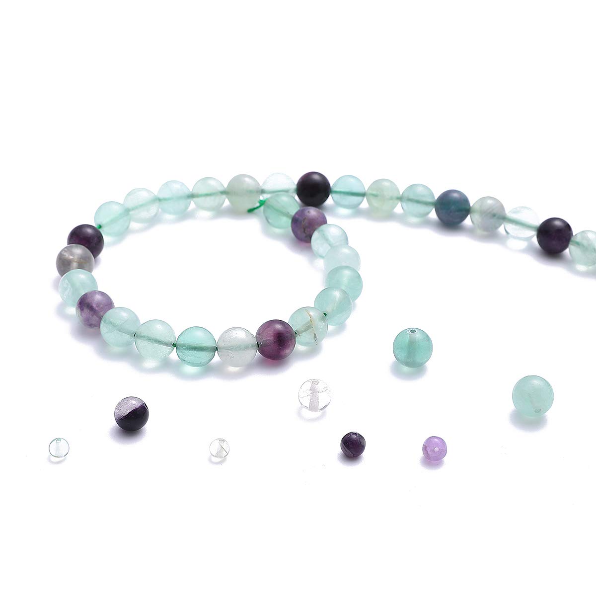 BEADIA Natural Fluorite Stone Round Loose Semi Gemstone Beads for Jewelry Making 4MM 89PCS