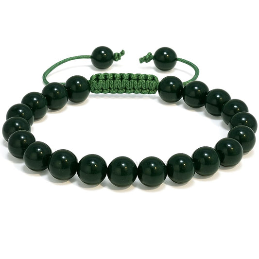 ANAYA AGATE Healing Crystal Bracelet – Chic Gemstone Bracelet for Men and Women – 8mm Round Bead Bracelets for Spiritual Healing, Protection, Positive Energy - Green Jade