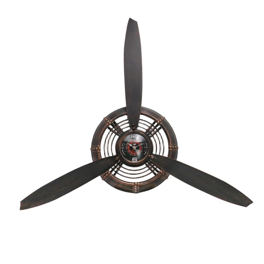 GLOWMIRTH Airplane Propeller Wall Decor,Aviation Decor,Pilot Gifts, Steampunk Clock,Man Cave Clock, Wall Art for Office Bedroom,Battery Operated,Brown
