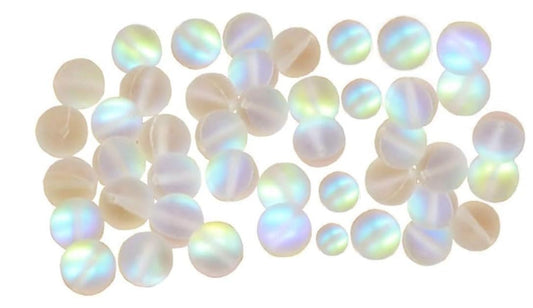 100Pcs 8mm Matte Crystal Glass Beads Mermaid Aurora Beads Moonstone Beads Bead Assortments for Jewelry Making Arts, Crafts