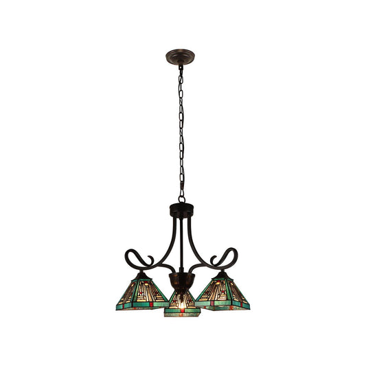 Chloe Lighting Innes Mini Chandelier, 3 Light, Tiffany-Style, Blackish Bronze, 22in Wide, Multicolor, Model CH3T359BM22-DD3