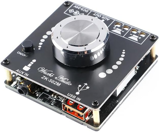 ZK-502M 50W+50W 2.0 12V 502M Bluetooth-Compatible Amplifier Mini Stereo Dual Channel AMP Power Output DC AUX USB Input
